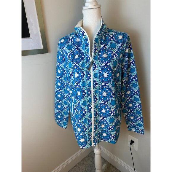 Talbots New Womens Size 1X Blue & White Full-Zip Jacket With Pockets - Picture 12 of 16